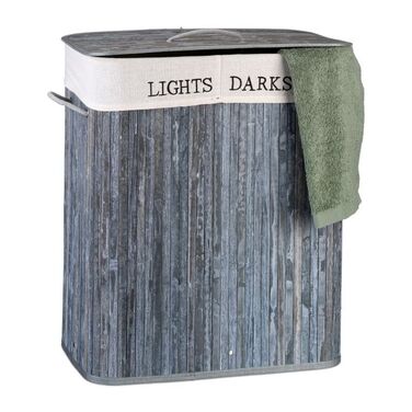 Relaxdays Bamboo Laundry Basket with 2 Compartments