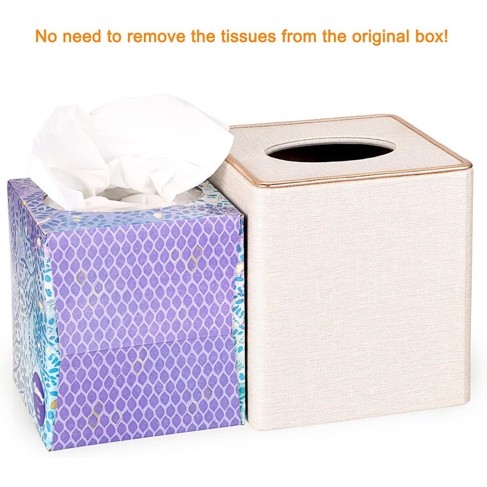 Скляна тканинна коробка BTSKY квадратної форми з декоративною золотою лінією - органайзер для серветок, бежевий