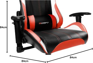 Ігрове крісло DRIFT DR175RED, екошкіра, 2D підлокітники, клас 4, чорний/червоний