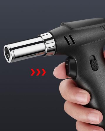 Кулінарний пальник-газовий обпалювач ibforcty, багаторазовий кухонний пальник з регулюванням полум'я та замком безпеки для десертів, крем-брюле та BBQ, чорний