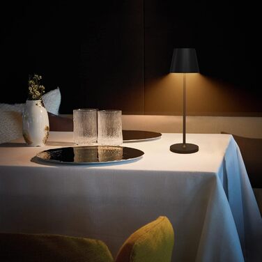 LED акумуляторні настільні лампи Klighten (2 шт.), диммування, для дому та вулиці, USB зарядка, 3000K, IP54, алюміній (чорний)