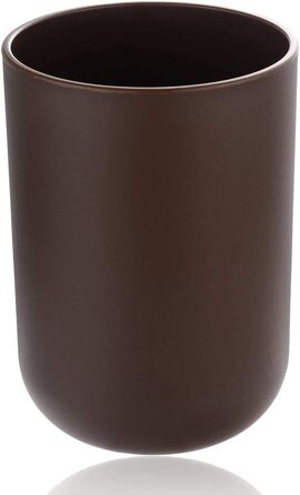 Комплект аксесуарів для ванної кімнати на 6 предметів з пластику, коричневий. Набір для ванної: дозатор для мила, тримач для зубних щіток, стакан, мильниця, щітка для унітазу, сміттєвий бачок.