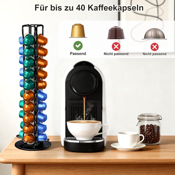 Органайзер-холдер для капсул Nespresso Original, поворотний на 360°, на 40 капсул, чорний
