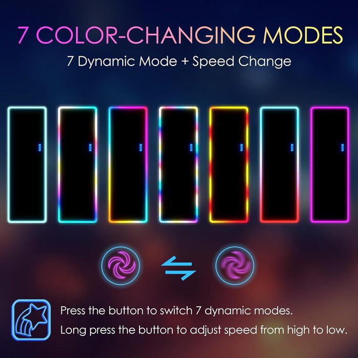 Дзеркало для тіла LVSOMT з підсвічуванням RGB, 120x40 см, настінне, для спальні, LED, сучасне, прямокутне, дзеркало над дверима