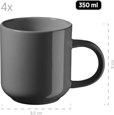 MÄSER Serie Alenia, Dinnerware Set for 4 people in modern Scandinavian design, 16-piece combination service made of ceramic in gray stoneware.