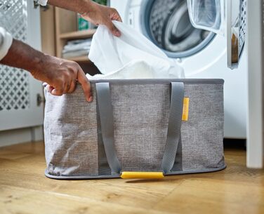 Joseph Joseph Hold-All - Collapsible 35L Laundry Basket Bag, Durable Fabric, Moisture-Resistant - Grey