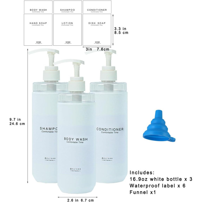 Набір дозаторів для душу Goyiseе, 3 шт. з пластику сірого кольору для мила та шампуню, аксесуари для ванної кімнати