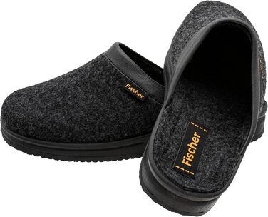 Чоловічі домашні тапочки Fischer Karomuster 204602, 44 EU, чорний/антрацит