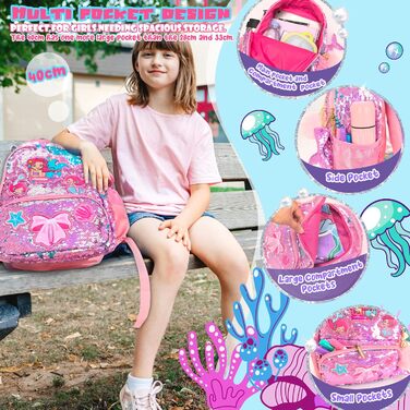 Рюкзак для дівчинки Єдиноріг, дитячий рюкзак з паєтками, персоналізований рюкзак Kawaii для школи/садочка, подарунок на день народження/Новий рік (рожевий, 38 см)