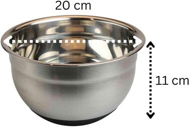 MOON HOME Миска для перемішування - Big Turbulence, з гумовим неслизьким дном, з нержавіючої сталі, придатна для миття в посудомийній машині, ідеальна для приготування їжі та випічки, міцна кухонна миска, Ø24 x 13 см (Велика/Мала)