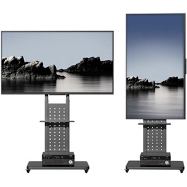 Підставка для телевізора Unho на коліщатках, поворотна 90°, регульована по висоті, з 2 полицями, для телевізорів 32-65