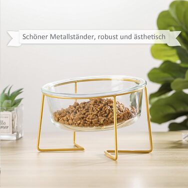 Підвищена годівниця для собак з скла - годівниця для собак з металевим підставкою - миска для їжі та води для маленьких та середніх собак та великих котів - 800 мл скляна велика