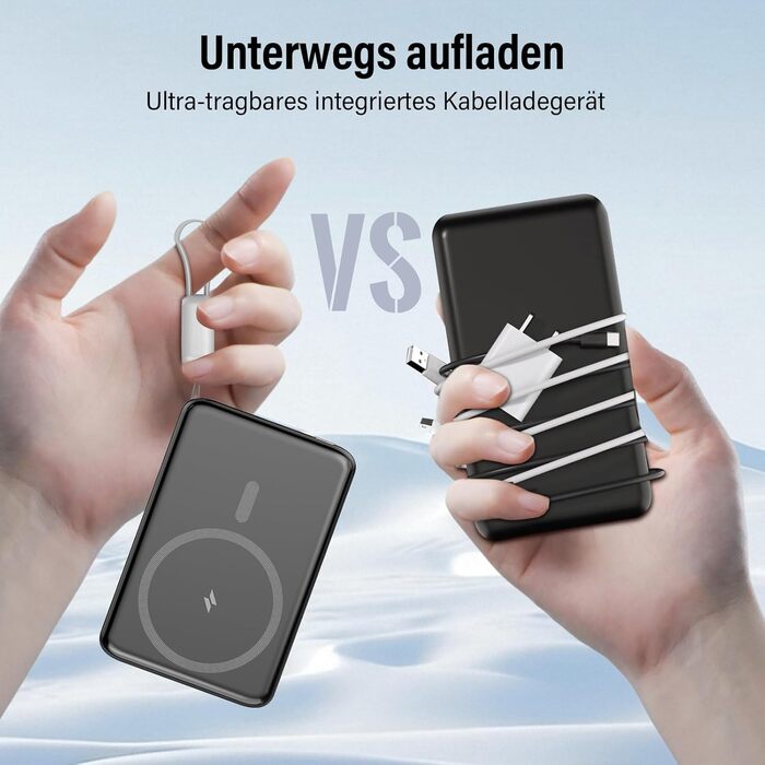 Power Bank MagSafe 5000mAh 20W PD з бездротовою зарядкою, USB-C, для iPhone 16/15/14/13/12, срібний