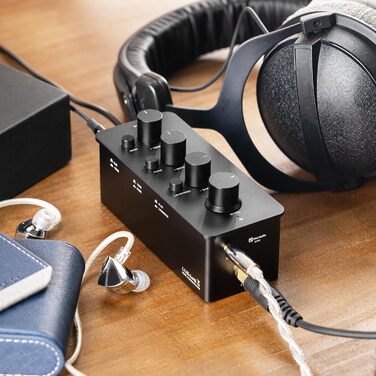 Fosi Audio SK01 Hi-Fi підсилювач для навушників, еквалайзер-попередній підсилювач з регуляторами басу, середніх і високих частот, компенсацією гучності, портативний клас-А аналоговий підсилювач для 3,5 мм і 6,35 мм гітарних роз'ємів