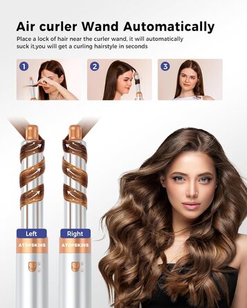 Atopskins Фен-щітка 6 в 1: стайлер для волосся, фен, щипці для завивки, випрямляч, об'єм, локони