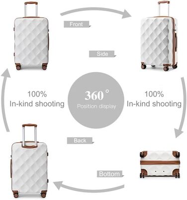 Чемодан British Traveller Mittelgroßer, 64x43x26.5 см, ABS+PC, TSA-замок, 4 колеса, кремовий (64 см, 57 л)
