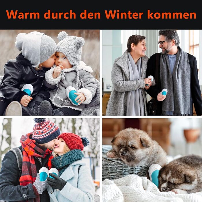 Електричні грілки для рук 2 шт. OUTJUT, 6000mAh, 3 режими нагріву, USB, 20 годин роботи, для зимових видів спорту, подарунок на Новий Рік (4-Білий та Синій)