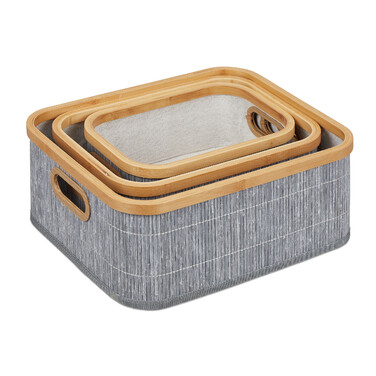 Set of 3 Gray Storage Baskets