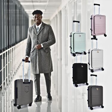 Чемодан валіза на колесах Camir - Smart-чемодан, ручна валіза, 55 x 35 x 23,5 см, ABS + PC (Сірий). USB-порт, TSA-замок, 4 колеса, передня кишеня