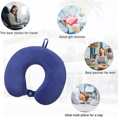 Подушка для шиї з Memory Foam, U-подібна, для подорожей. Зручна, підтримує шию та голову, зменшує втому. Підходить для літаків, поїздів, авто. Колір: Живий блакитний