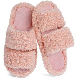 OFFCUP Жіночі домашні тапочки з відкритим носком, у вигляді милого акули, неслизькі, м'які, зручні, з пам'яттю форми, пухнасті, для дому та вулиці, рожеві, 40/41