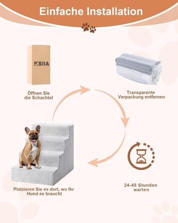 Східці для собак KSIIA, 44 см, знімний пральний чохол, для кішок та собак, протиковзкі, для ліжка/дивану, сірий, 60x38x44 см