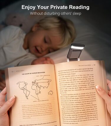 LED Кліпса для читання Gritin: USB-лампа, 3 кольори, регулювання яскравості, для книголюбів (біла/чорна)