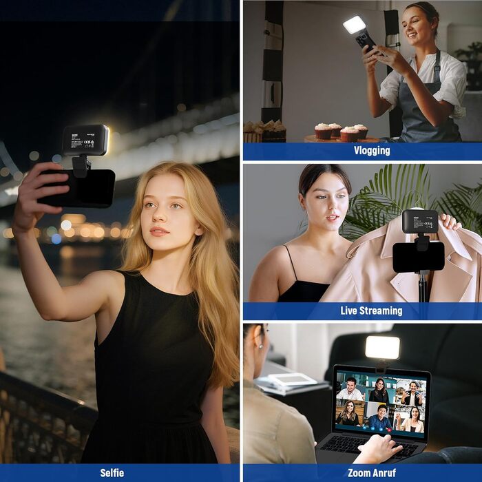 LED світло для селфі Neewer Entry Level - настільне світло для телефону, 54 світлодіоди, кліпса, CRI 88, 650mAh, для відеоконференцій, макіяжу, YouTube