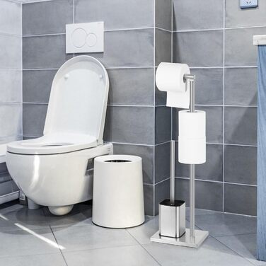 Тримач туалетного паперу з щіткою для унітазу YUET, гальванічне покриття, сріблястий