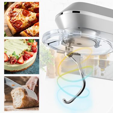 Планетарний міксер MalTecChef 2200 Вт, 6 л, 6 швидкостей, чорний, насадки для замісу тіста, збивання, кухонний комбайн