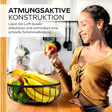 HIKITCHEN® Фруктова корзина - металева та бамбукова миска для кухні та дому