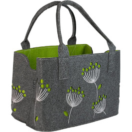 GILDE Felt Bag Dill Flower, 41 cm, Shopping Bag/Wooden Bag/Beach Bag - tear-resistant & carries a lot of weight - safely cushions your purchases and has plenty of storage space (Dark Grey)