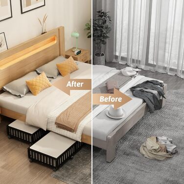 Контейнери для зберігання під ліжком з бамбука, 2 шт., великі, для одягу, ковдр, взуття, органайзери для спальні, дитячої кімнати, чорні (33.07'×16.54')