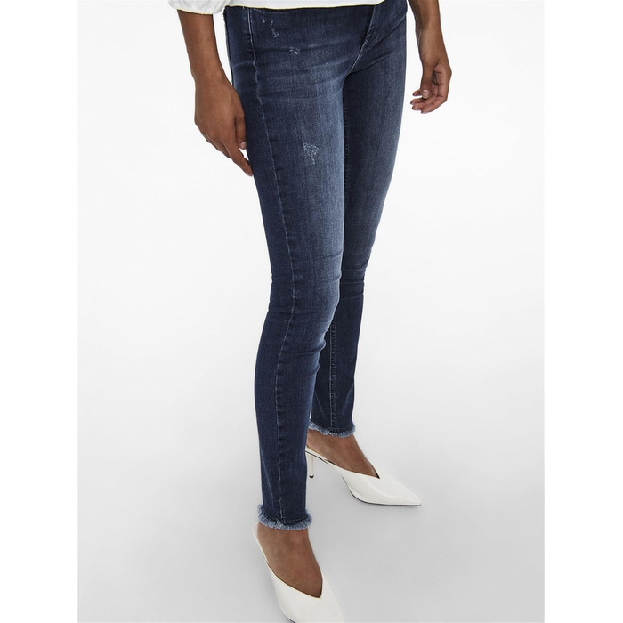 Джинси скінні ONLY ONLBLUSH, середньої посадки, темно-синій денім, розмір L/32L