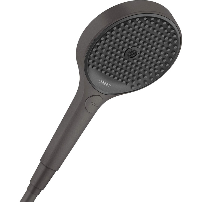 hansgrohe Rainfinity - Showerhead, Hand Shower with 3 Spray Patterns, Round Showerhead (⌀ 130 mm), Showerhead with Anti-Limescale Function, (Brushed Black Chrome)