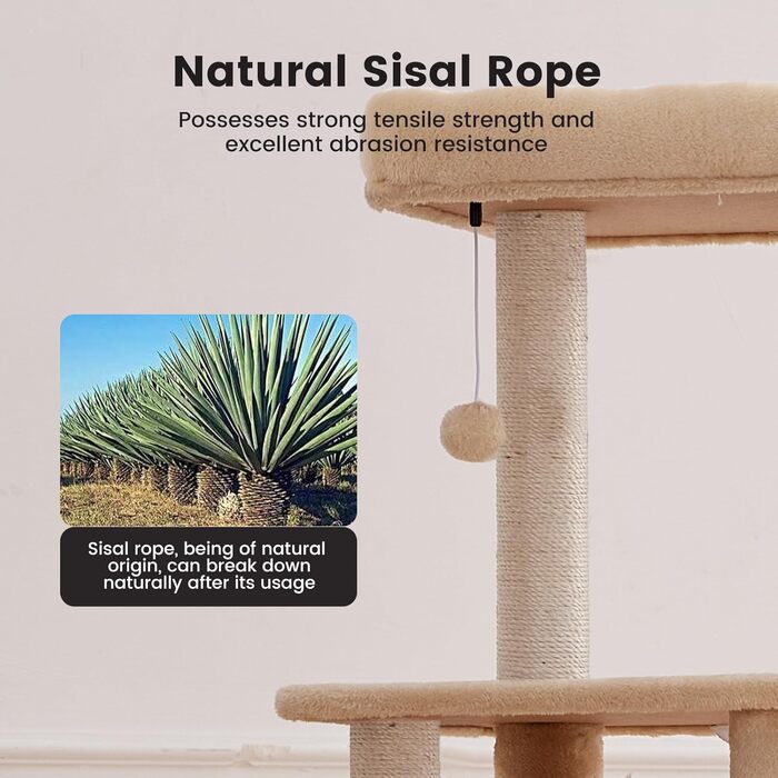 Кліматизатор для котів Гарднер Пет Катценбаум, великий, 165 см. Кліматизатор, ігровий комплекс з подвійними кошиками, стійками для дряпання, платформою та печерею. Компактні меблі для котів у квартиру, бежевий L (59 x 48 x 165 см)