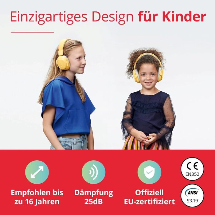 Дитячі навушники шумозахисні Alpine Muffy – комфортний захист вух для дітей до 16 років, жовті