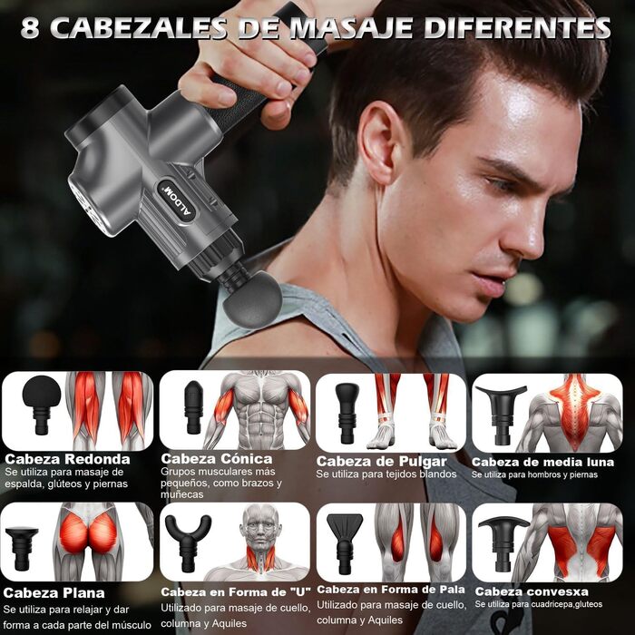 ALDOM Electric Massage Gun - Muscle Therapy Device with 30 Speed Settings & 8 Attachments - Percussion Massager for Men & Women