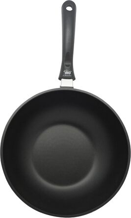 ELO Crepe Pan, 28 cm, ALUCAST: Pan made of energy-saving die-cast aluminum with non-stick coating, suitable for ceramic, gas, electric, and induction cooktops - dishwasher safe, color: black (28 cm NEW, wok pan)