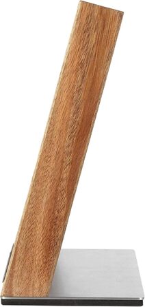 Magnetic knife block made of solid acacia wood, 3.80 cm thick, with a stainless steel base, magnetic knife holder for up to 6 knives, wooden knife storage, kitchen knife block without knives