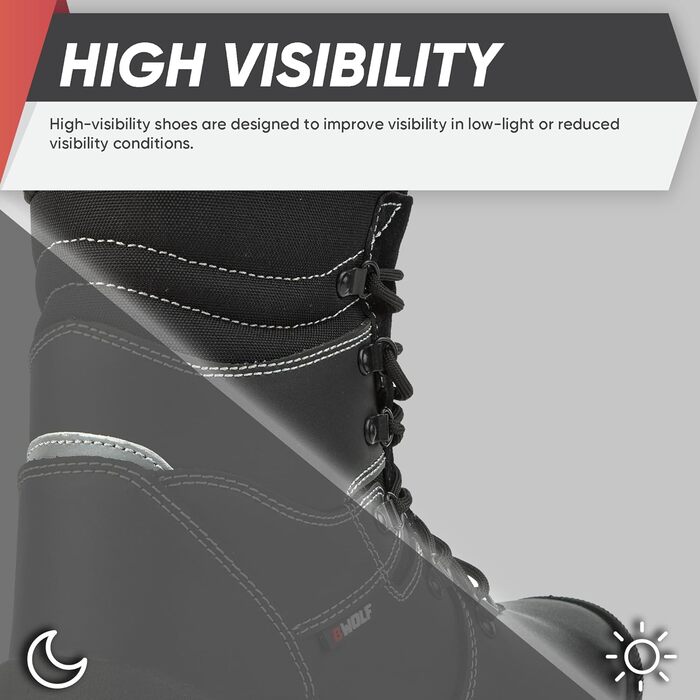 Черевики робочі зимові чоловічі BWOLF GRIZZLY S3, водонепроникні, оліостійкі, антиковзаючі, з Reflect-технологією та ергономічною підошвою, 40 EU, чорні