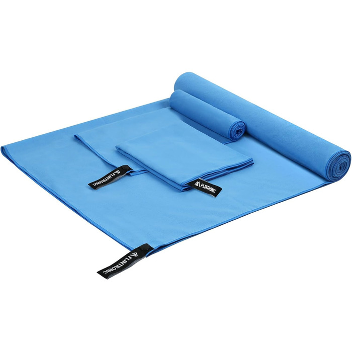 Рушник з мікрофібри Flintronic, 200x100 см, великий пляжний рушник, швидковисихаючий, спортивний, для подорожей, на пляж, до сауни (Небесно-блакитний, (180*90 см)*1 + (80*40 см)*2)