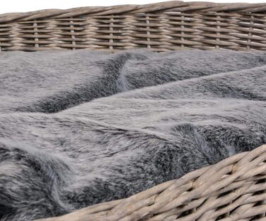 Ліжко для собак і котів UNUS з плетеної лози з подушкою, сіре, 61 x 44,5 x 15,5 см