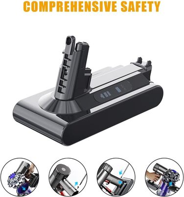 Замінний акумулятор Stanew 21.6V 4500mAh Li-ion для пилососів Dyson V8 SV10 (V10 BATTERY), з 2 фільтрами