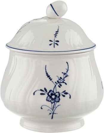 Villeroy & Boch Vieux Luxembourg Sugar Bowl, Premium Porcelain, White/Blue, 1023410930, 11.2 x 15 x 3 cm