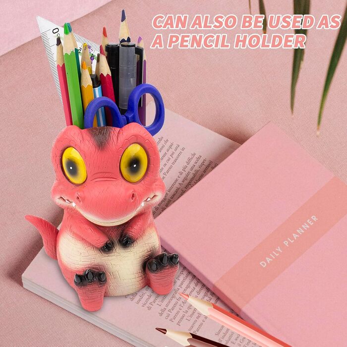 FlidRunest Dinosaur Toothbrush Holder for Bathroom, Cute Toothbrush Holder for Kids, Pink
