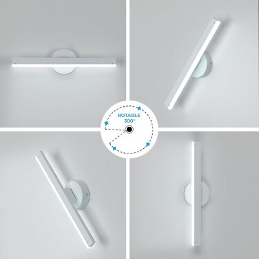 LED дзеркальна лампа Riserva 12W для ванної кімнати, поворотна 300°, чорна, 3000K/6500K