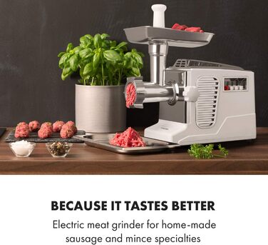 Klarstein Kraftprotz 700W Electric Meat Grinder - Copper Motor, 2 Speeds, Reverse, Aluminum Housing, Stainless Steel Blades