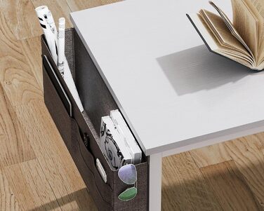 Комп'ютерний стіл Coleshome 100x48 см з розетками, тримачем для навушників та кишенькою для зберігання. Білий офісний/ігровий стіл для дому та офісу.