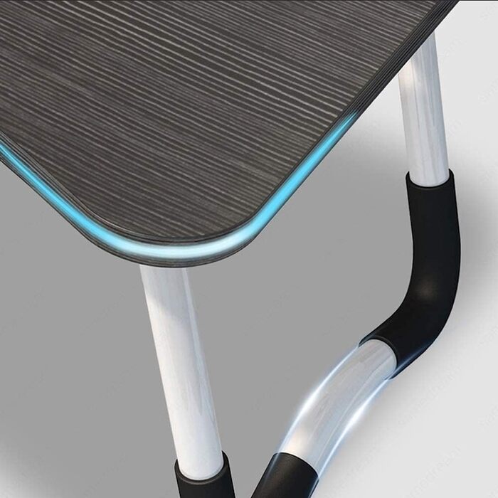 Настільний столик для ліжка з ящиком для зберігання, тримачем для чашки та планшета, складний столик-підставка для ноутбука, чорний (23,6 дюйми)